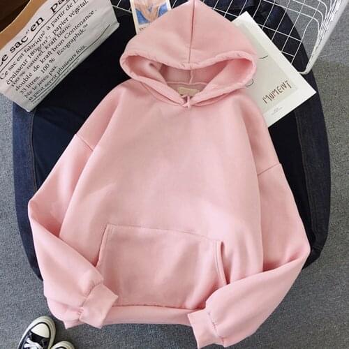 2021 Women Pink Hoodies Warm Ladies Long Sleeve Womens Casual Hooded Pullover Clothes Sweatshirt Dropshipping clothes