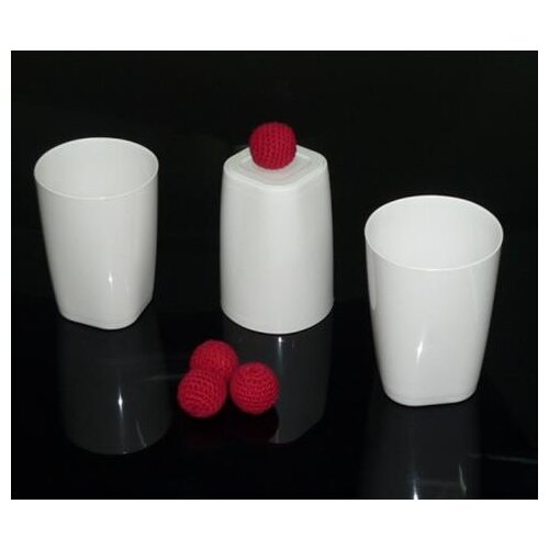 Three cups with three balls,chop cup set (Porcelain White,Plastic),most famous magic,Magic Trick,Fun,Magia Toys,Joke,Classic Mag