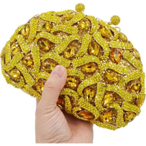 Yellow Crystal Encrusted Bags Luxury Rhinestone Evening Bags Women banquet Clutch Bags sc919