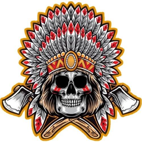 Female tribal tomahawk eagle feather crest skull car motorcycle sticker decal #790