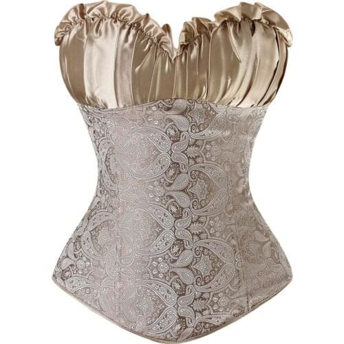 Women Sexy Lingeries Corset Crop Top Overbust Floral Print Zipper Corselet Slimming Waist Push up female' shapewear