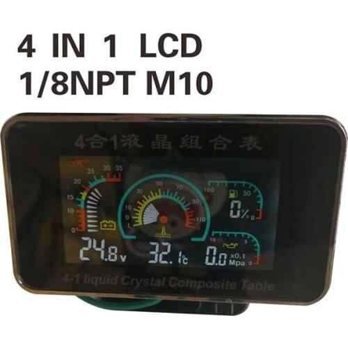 NEW 4 In 1 LCD 12v/24v Excavator Truck Car Oil Pressure Voltmeter Volt Water Temperature Fuel Gauge Temperature Sensor Car parts