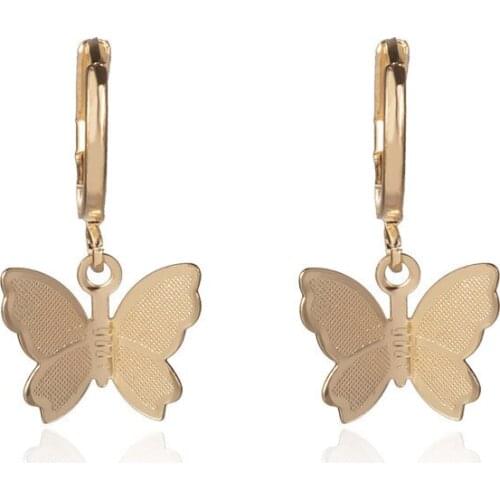 1pair Fashion Bohemian punk Earrings Jewelry gold & silver color butterfly shape Stud Earrings Best Gift for Women Girl GIFT