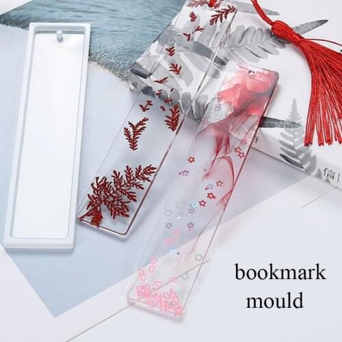 1PC Rectangle Silicone Bookmark Mold, DIY Bookmark Mould Making Epoxy Resin Jewelry DIY Craft Silicone Transparent Mold