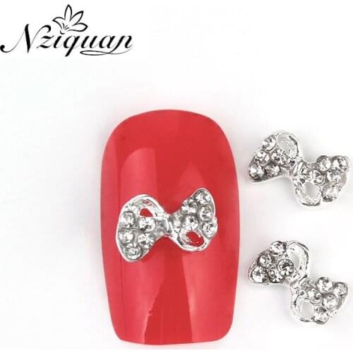 10 Pieces/batch 3D Rhinestone Inlay Irregular DIY Polished Nail Art Silver Metal Charm Nail Art Decoration Retro Decoration