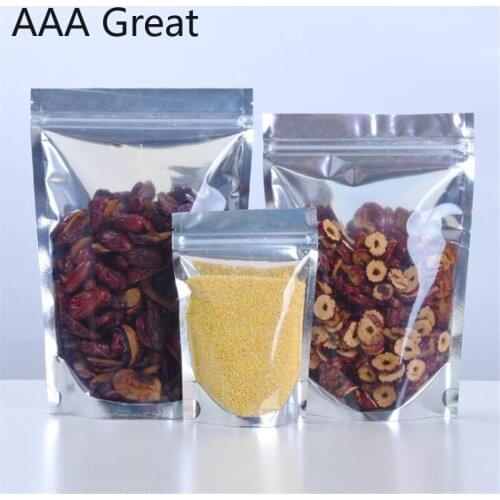 100Pcs/Lot Zip Lock Plastic Bags Reclosable Aluminum Foil Mylar Food Storage Bag Stand Up Package Front Clear Ziplock Nuts Bags