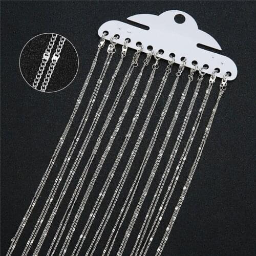 12pcs Gold Silver Color Chains Necklace Lot With Lobster Clasps Metal Copper Link Chain Bulk Jewelry Accessories Length 40cm