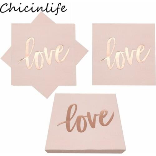 Chicinlife 16Pcs Love Disposable Napkins Wedding Party Engagement Valentines Day Bridal Shower Birthda DinnerTable Supplies