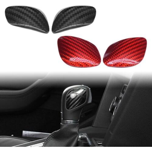 2Pcs Carbon Fiber Car Shift Knob Badge Emblem For Volkswagen VW Golf GTI MK7 CC Tiguan Touran Touareg Jetta Sagitar Polo etc