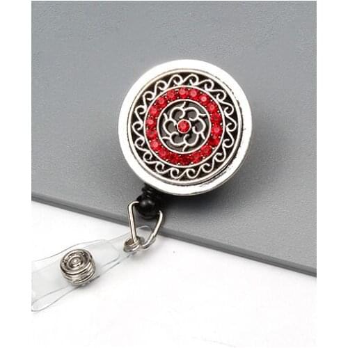 20pcs/lot New Fashion Metallic Red/Blue Rhinestone Badge Card Badge Holder Reel