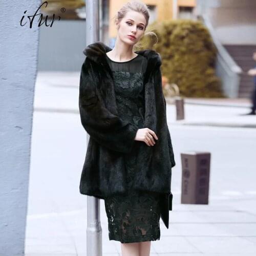 2017 Brand luxury women natural mink fur jacket long style With sashes elegant lady high quality winter fur coat TU144-065