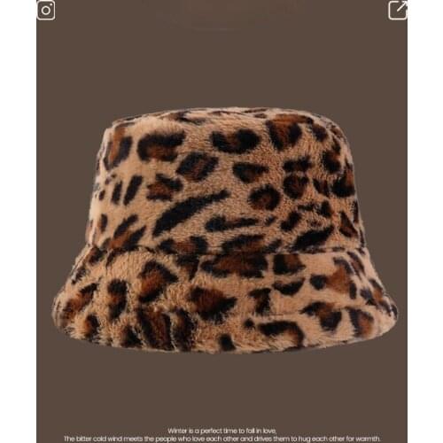 2021New Winter High Quality Flannel Woman Bucket Hat Leopard Print Zebra-stripe 4 Color Optional Fashion Trend Bucket Hat Women