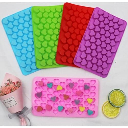 3D Cake Mold 55 Grid Heart Shaped Baking Tray Candy Fudge Tray Silicone Chocolate Cake Baking Mold