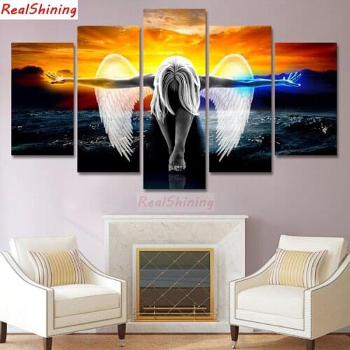 5pcs diy Diamond Painting Cross Stitch angel full square Diamond Mosaic beaded Embroidery Rhinestones H2247