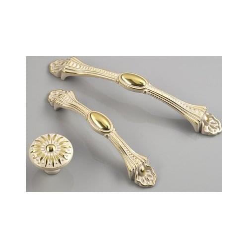 5pcs Znic Alloy White Golden Handles Wardrobe Drawer Cabinet Door Handle Elegant Home Decor Furniture Pull Handle Knobs