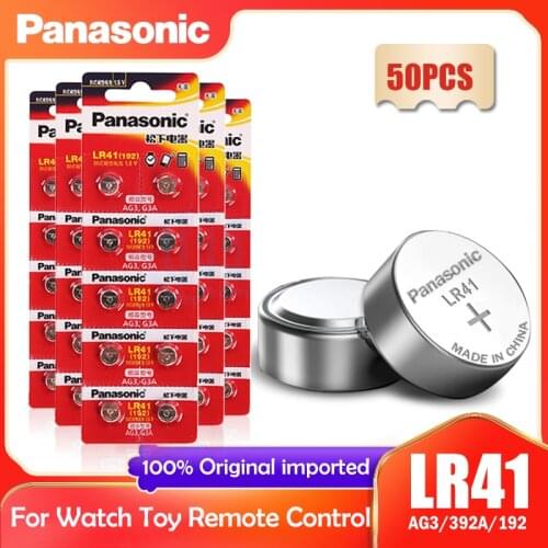50PCS Panasonic 192 LR41 1.5V Button Cell Batteries SR41 AG3 G3A L736 192 392A For Toys Watch Calculator Computer Clock 0%Hg
