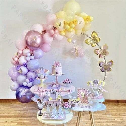 74Pcs Macaron Pink Purple Arch Garland Kit 4D Chrome Rose Gold Balloon For Wedding Birthday Party Decor Baby Shower Globos