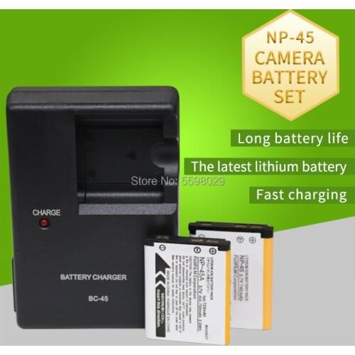 NP-45A NP-45 Digital Camera Battery (2-Pack) + 1PCS BC-45 charger For Fujifilm FinePix XP10, XP11, XP15, XP20, XP22, XP30, XP31