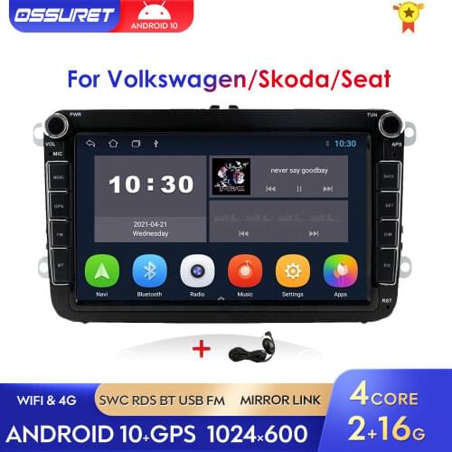 2 Din 2GB 32GB 8'' Android 10 Car Radio GPS Navigation For VW/Volkswagen/Golf/Polo/Tiguan/Passat/b7/b6/leon/Skoda/Octavia WIFI