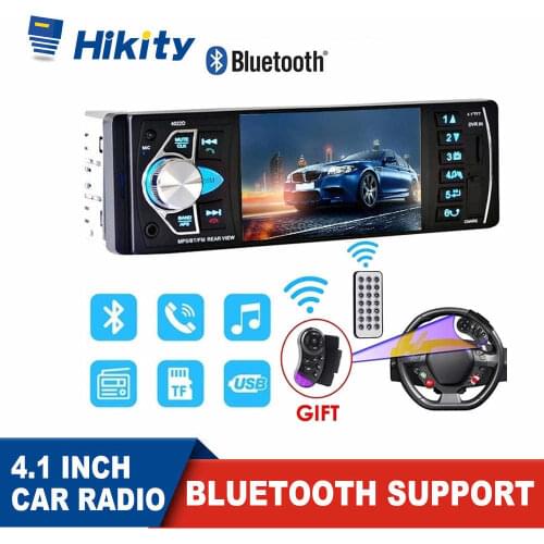 Hikity Car Radio 1 Din Autoradio 4022D 4.1" Screen Support Rear View Camera Steering Wheel Control Bluetooth MP3 Player Radio
