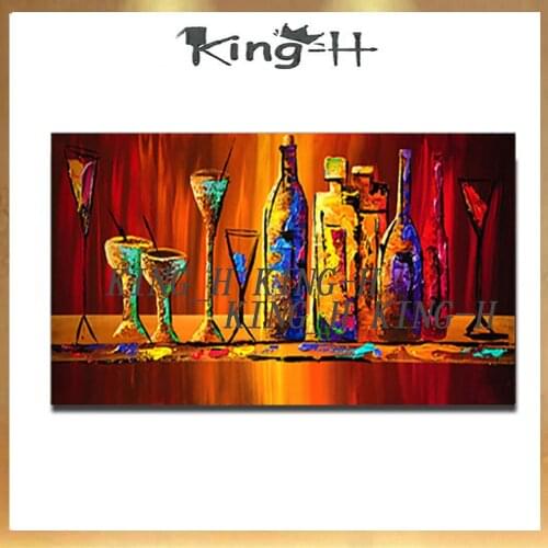 Still life bottles and glasses for painting without frame handmade art wall wall modern household adornment kitchen restaurant