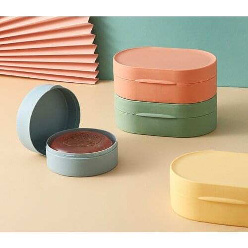 Color Soap Dish Box Travel Supplies Portable Supplies Case Holder Container Wash Shower Home Bathroom Sealed Soap Case Round