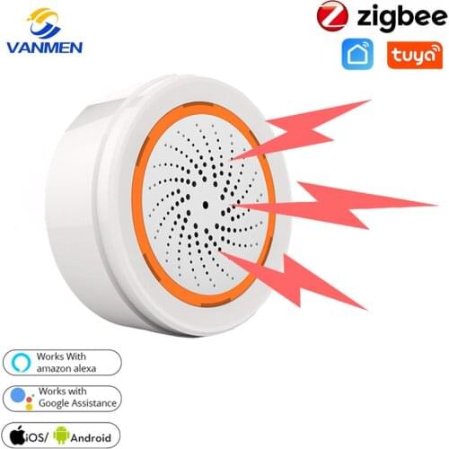 Temperature Humidity Sensor Sound Light Sensor , Tuya Zigbee3.0,Built-in Siren Alarm 3 in 1 90DB T&H Sensor Work with Gateway