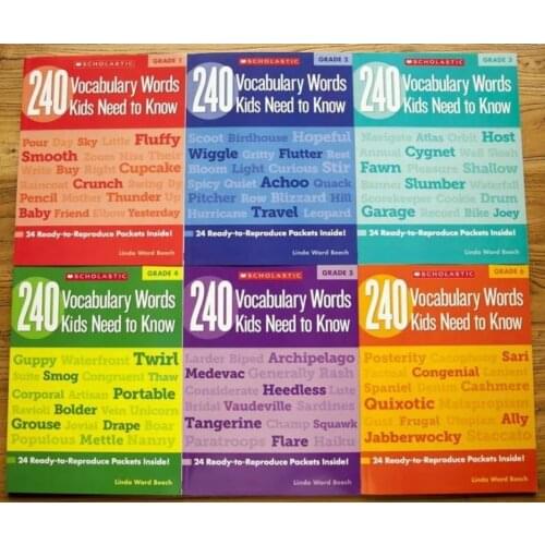 5-12 year Childrens English story book 240 Vocabulary Words Kids Need to Know Grade help child be reader early education6pc/set