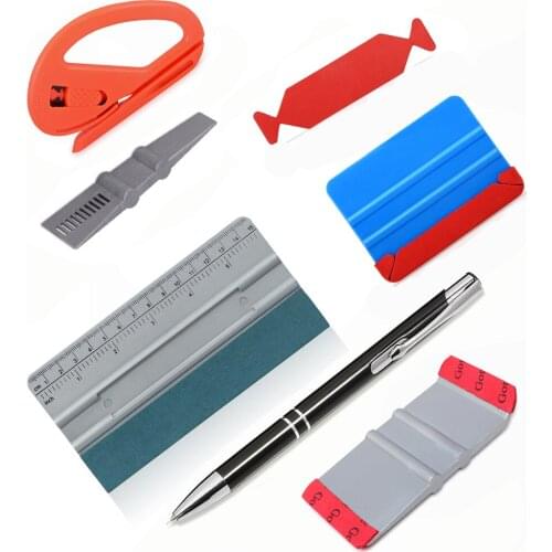 FOSHIO Auto Car Tools Carbon Fiber Sheet Vinyl Wrap Film Squeegee Scraper Air Bubble Remove pen Kit Window Tinting Accessories