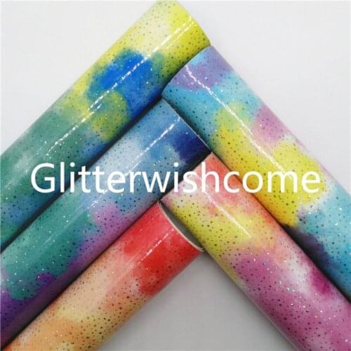 Glitterwishcome 21X29CM A4 Size Vinyl For Bows Iridescent Stars Synthetic Leather, Cloudy Faux Leather Sheets for Bows, GM808A