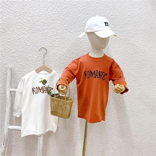 Hollead 2021 Spring Autumn Kids T-Shirts Baby Girls Casual Cotton Letter Print Tshirt 1-8 Years Children O-Neck Tops Clothing