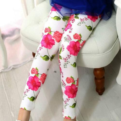 Kids Girls Leggings Spring Summer Flower Printed Children Trousers Casual Pencil Pants Cute Kids Girls Clothes
