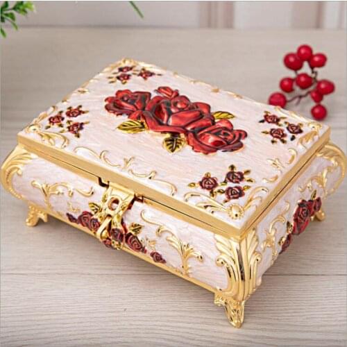 Fashion medium gold/silver metal jewelry box tin box make up organizer cotton bud holders womensgift box Z169