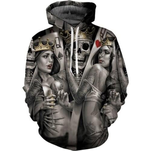 Fashion Skull Poker 3D Hoodies Men Women Hoodie Casual Brand Sweatshirts Drop Ship Male Hoodie Novelty Steetwear ZOOTOP BEAR