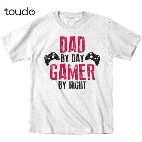 Mens Fashion short sleeved camisetas Dad By Day Gamer By Night Gaming Controller Console Novelty-Mens T-Shirt