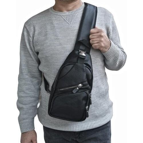 Lederax Men High Quality Washed leather Business Shoulder Bag Chest Sling Bag Travel Pack