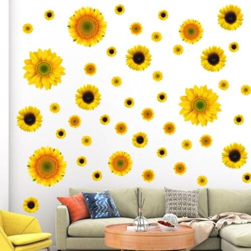 Sunflower Wall Sticker Removable Flower Decal Waterproof 3d Floral Butterfly Wallpaper For Kids Baby Bedroom Living Room Decor