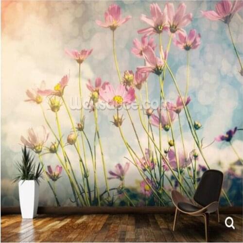 Retro wallpaper,Cosmos Flower with Vintage Tones,natural landscape murals for the living room sofa sofa decorative wall paper