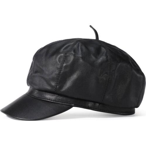 Autumn Winter Genuine Leather Beret Hat Men Sheepskin Cap Men High Quality Boina Hombre Black Mens Caps Gorras Hombre