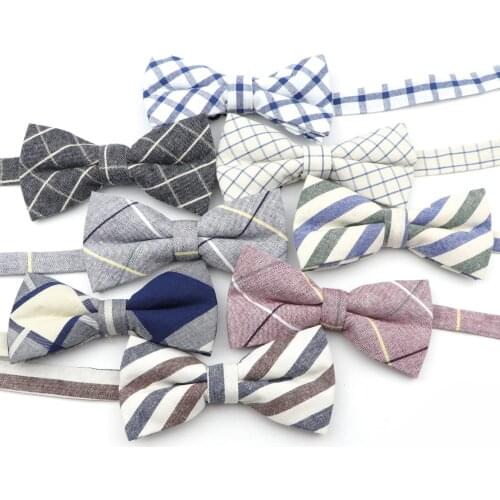 Superior Mens Fashion Bright Check Artificial Cotton Soft Striped Plaid Rainbow Butterfly Men Bow Ties Designer Cravat