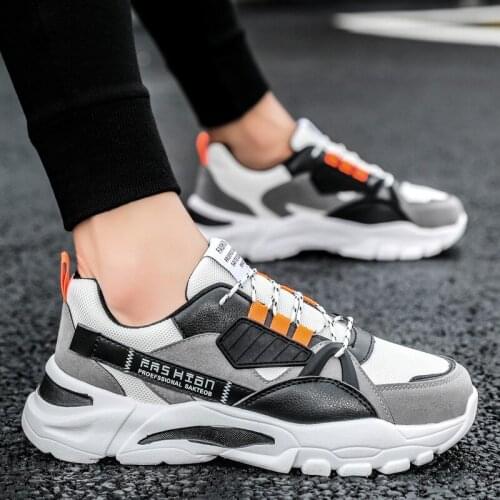 ZEEKSON Autumn Travel Mesh Non-slip Shoes Wild Tide Shoes Sports Casual Running Shoes Ins Old Shoes Increase Mens Shoes