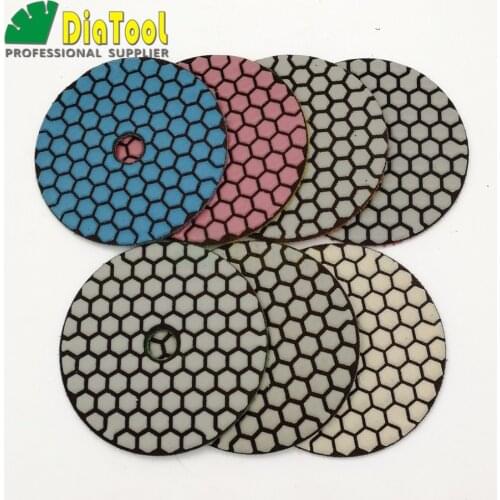 DIATOOL 7pcs/set Dia 100MM Dry Diamond flexible polishing pads good quality 4inch Stone sanding disc (new#50-1and #100-1)