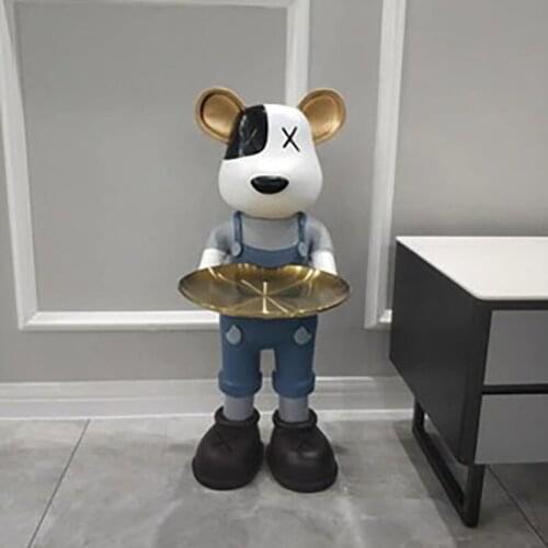 Modern Home Decor Creative Cowboy Bear Statue Room Decor Large Ornament Sculpture Multifunctional Storage Ornament Home Supplies