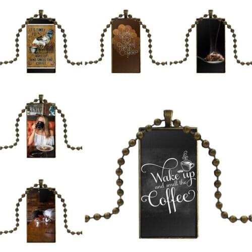 Glass Pendant Galaxy Pendant Necklace Women Bronze Plated Necklaces Jewelry For Women Men Wake Up And Smell The Coffee