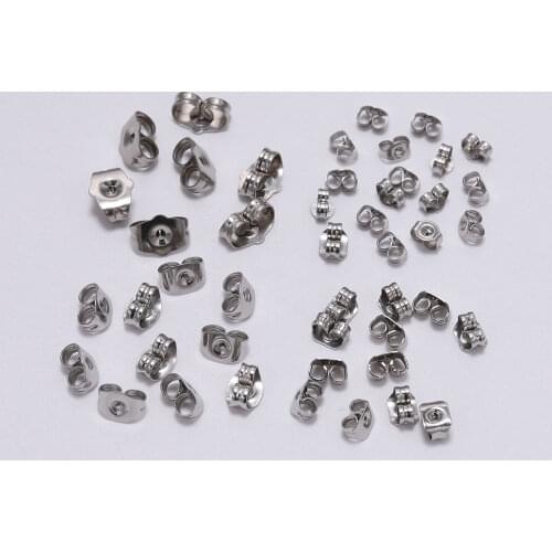 100pcs/lot Stainless Steel Earring Backs Stopper Earnuts Stud Earring Back Supplies For Jewelry Findings Making DIY Accessories