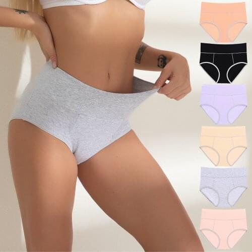 Panties for Women Sexy Body Shaper Sports Panties High Waist Cotton Underpants Plus Size XS-2XL Cozy Briefs Underwear for Women