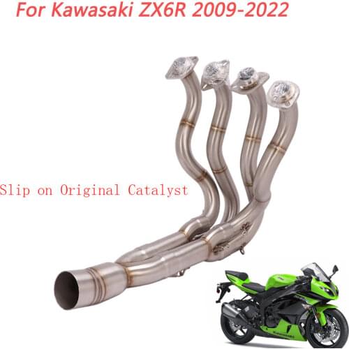 Motorcycle Slip on Exhaust System Connect Pipe Header Front Link Tube for Kawasaki Ninja ZX6R ZX636 2009-2017