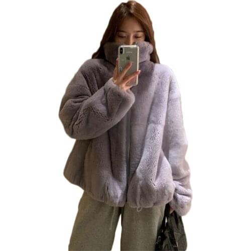 WSYORE Warm Thick Imitate Rabbit Fur Coat Winter Women Loose Large Size Fur Coat Female Student Outwear Fur Jacket NS2918