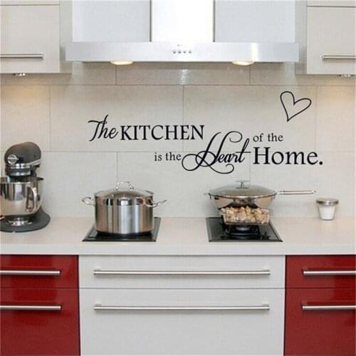 1pcs Kitchen Is The Heart Of Home Wall Stickers Quote Removable Tile Wall Decals DIY