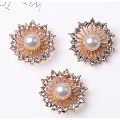 DIY Handmade Jewelry Making 10pcs 22*23mm Gold color New fashion Alloy Material Hollow Pearl Flower Shape charm